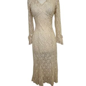 90s Floral Lace Dress: Vintage All That Jazz Ivory Midi